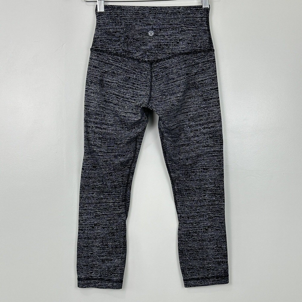 LULULEMON Align Crop Pant 21" Twillines Ice Grey Black sz 4 High Rise